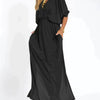 Maxikleid Damen V-Ausschnitt Elegantes Abendkleid mit Taschen für Sommer und Freizeit