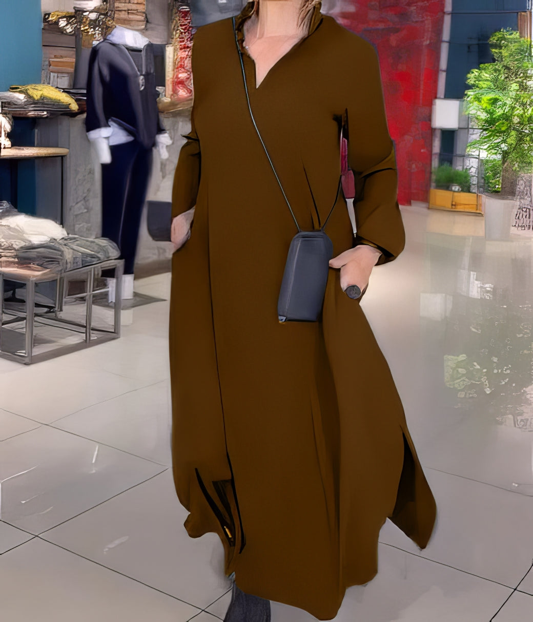 Elegantes Maxikleid für Damen | Stretch-Stoff mit Schlanker Silhouette | Vielseitig für Alltag und Feierlichkeiten 2