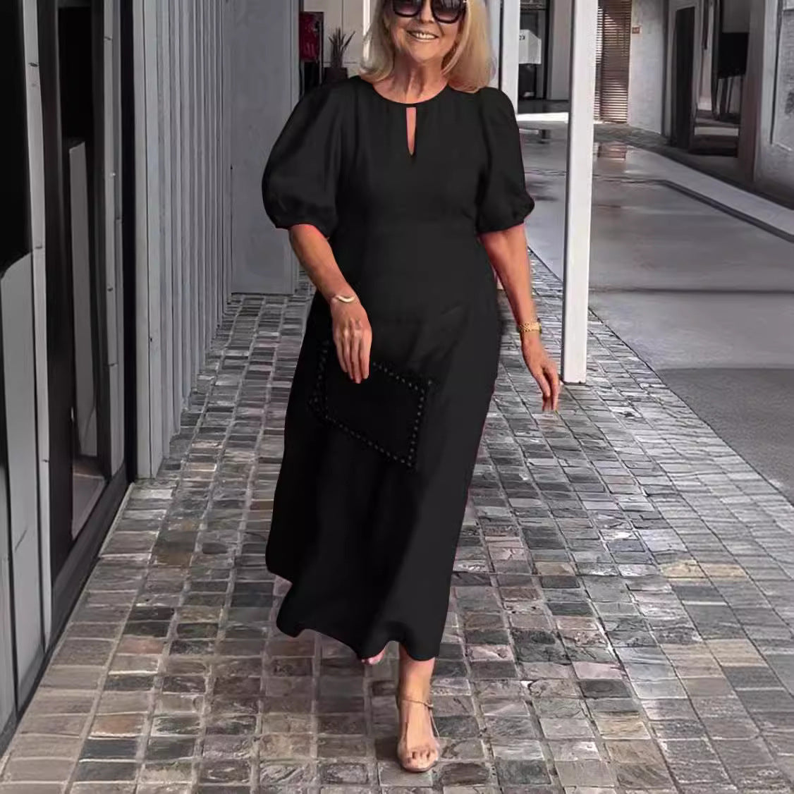 Elegantes Midikleid mit Puffärmeln für Damen ? Schmeichelnde Silhouette für zeitlosen Stil 2