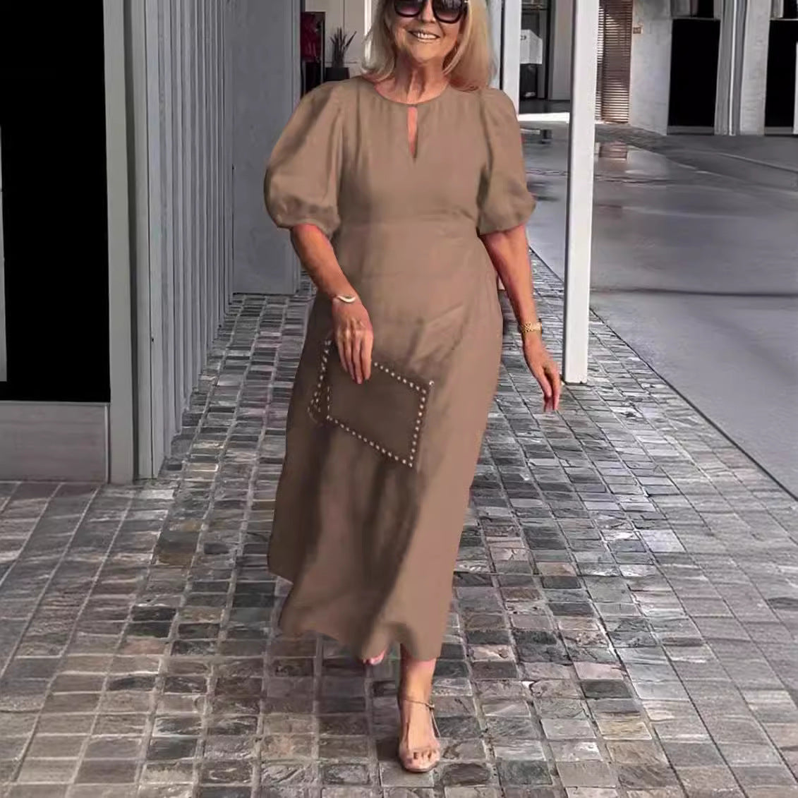 Elegantes Midikleid mit Puffärmeln für Damen ? Schmeichelnde Silhouette für zeitlosen Stil 5