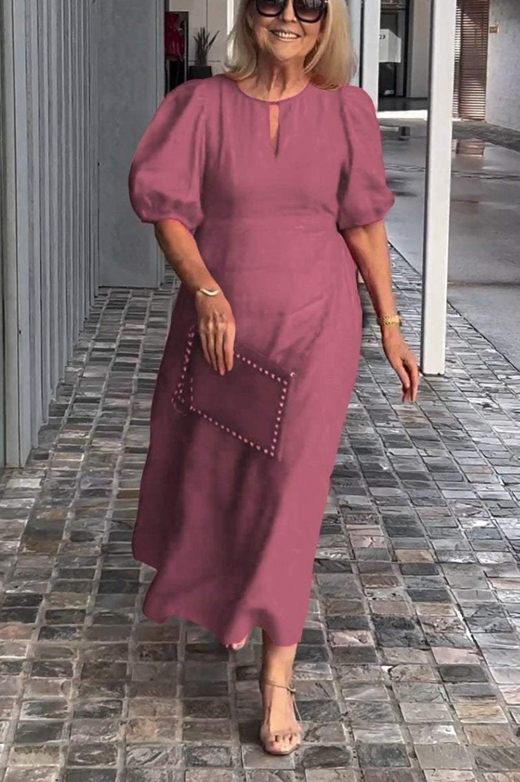 Elegantes Midikleid mit Puffärmeln für Damen ? Schmeichelnde Silhouette für zeitlosen Stil 6