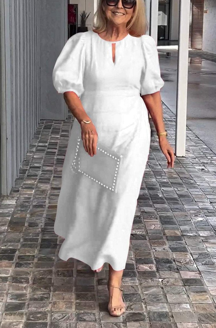 Elegantes Midikleid mit Puffärmeln für Damen ? Schmeichelnde Silhouette für zeitlosen Stil 7