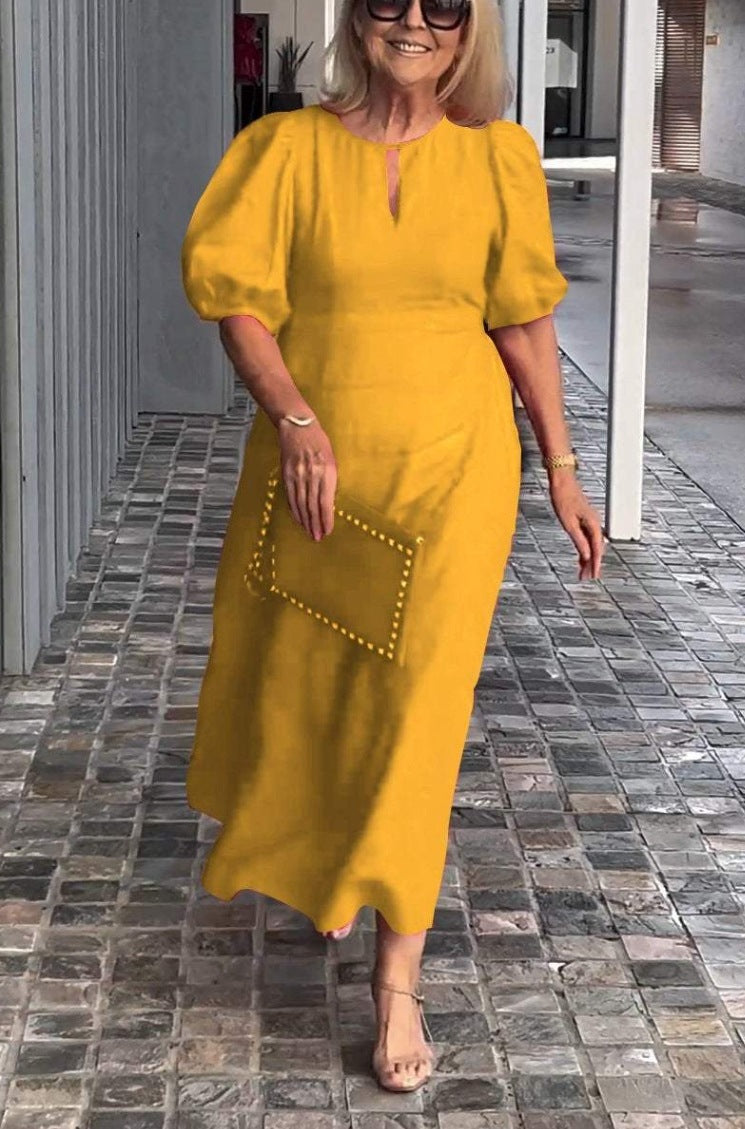 Elegantes Midikleid mit Puffärmeln für Damen ? Schmeichelnde Silhouette für zeitlosen Stil 8
