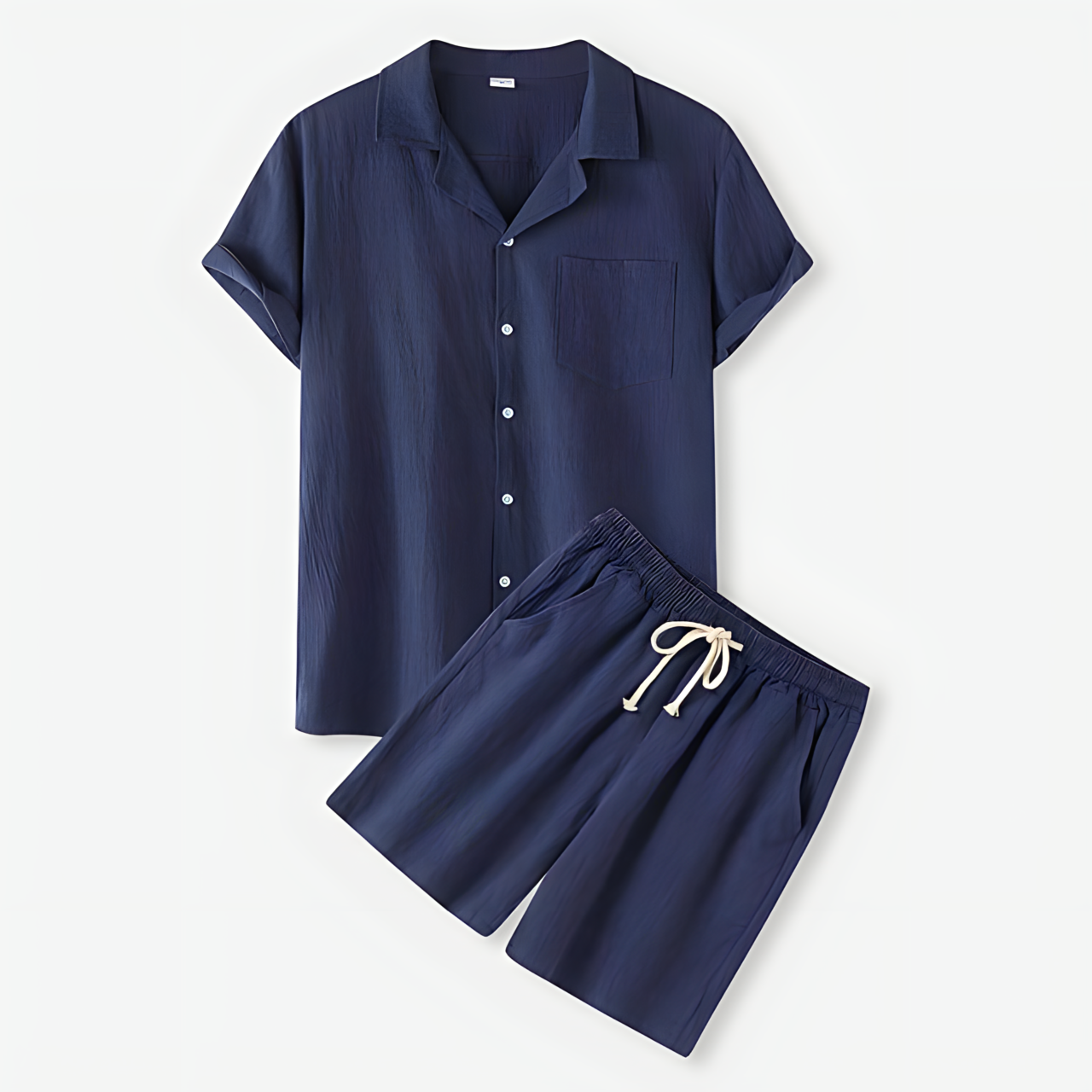 Elegantes Zweiteiliges Hemd und Shorts Set für Herren | Leichtes, Atmungsaktives Material für Komfort im Frühling und Sommer 0