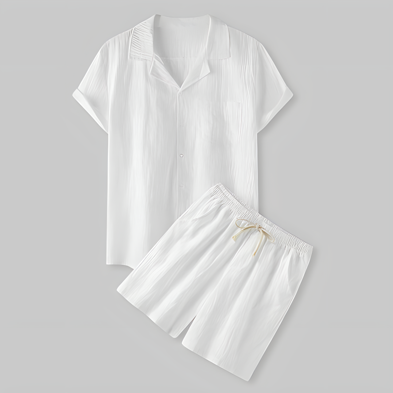 Elegantes Zweiteiliges Hemd und Shorts Set für Herren | Leichtes, Atmungsaktives Material für Komfort im Frühling und Sommer 2