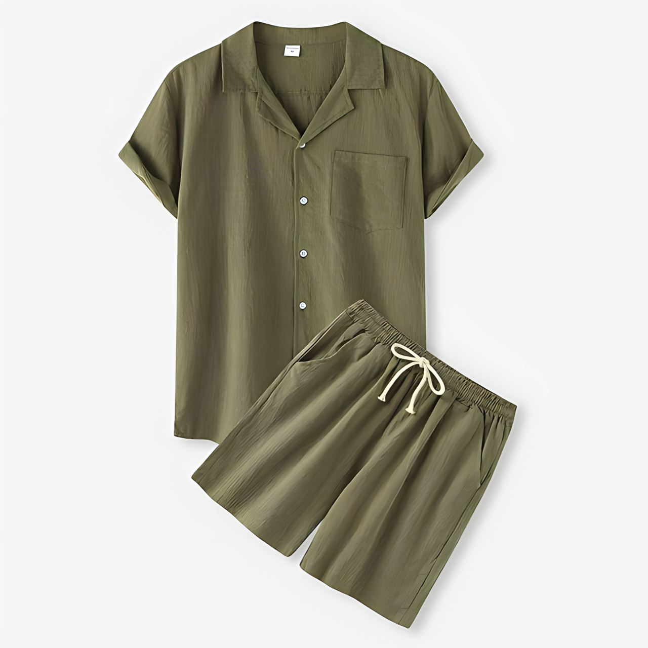 Elegantes Zweiteiliges Hemd und Shorts Set für Herren | Leichtes, Atmungsaktives Material für Komfort im Frühling und Sommer 4