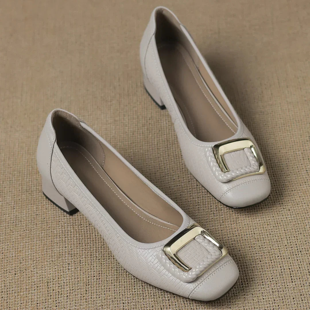 Eloise Elegante Schuhe Damen | Niedriger Blockabsatz, Gewebte Textur 0