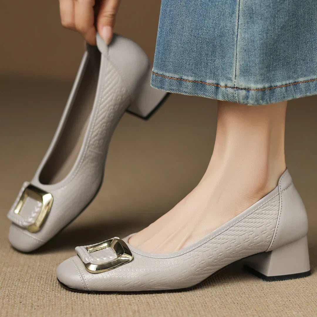 Eloise Elegante Schuhe Damen | Niedriger Blockabsatz, Gewebte Textur 1
