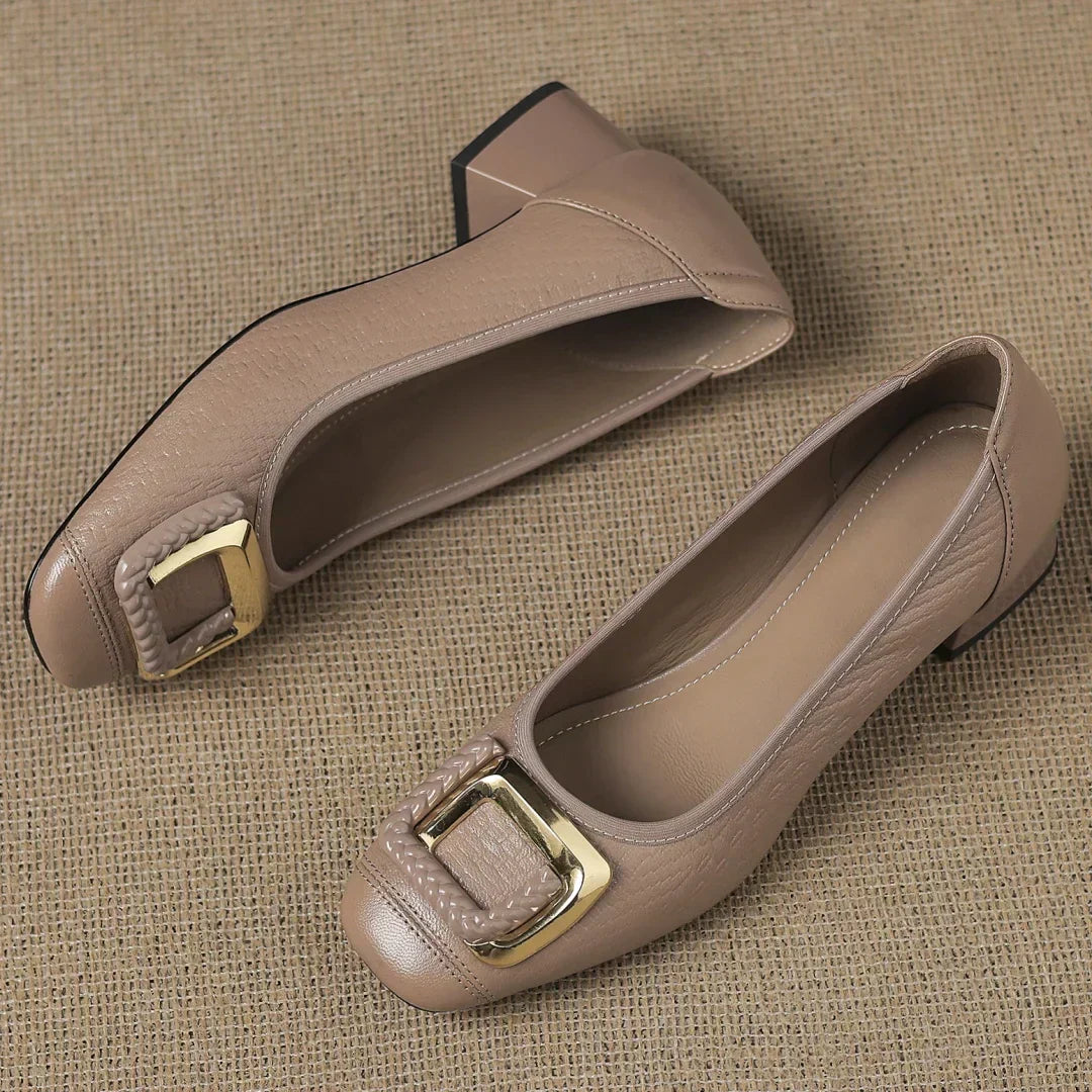 Eloise Elegante Schuhe Damen | Niedriger Blockabsatz, Gewebte Textur 4
