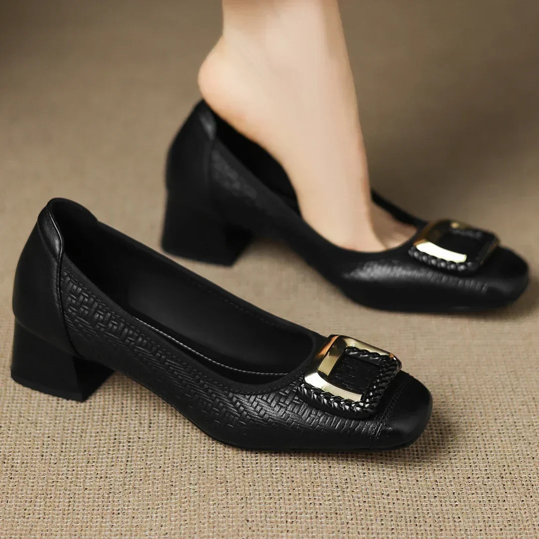 Eloise Elegante Schuhe Damen | Niedriger Blockabsatz, Gewebte Textur 6