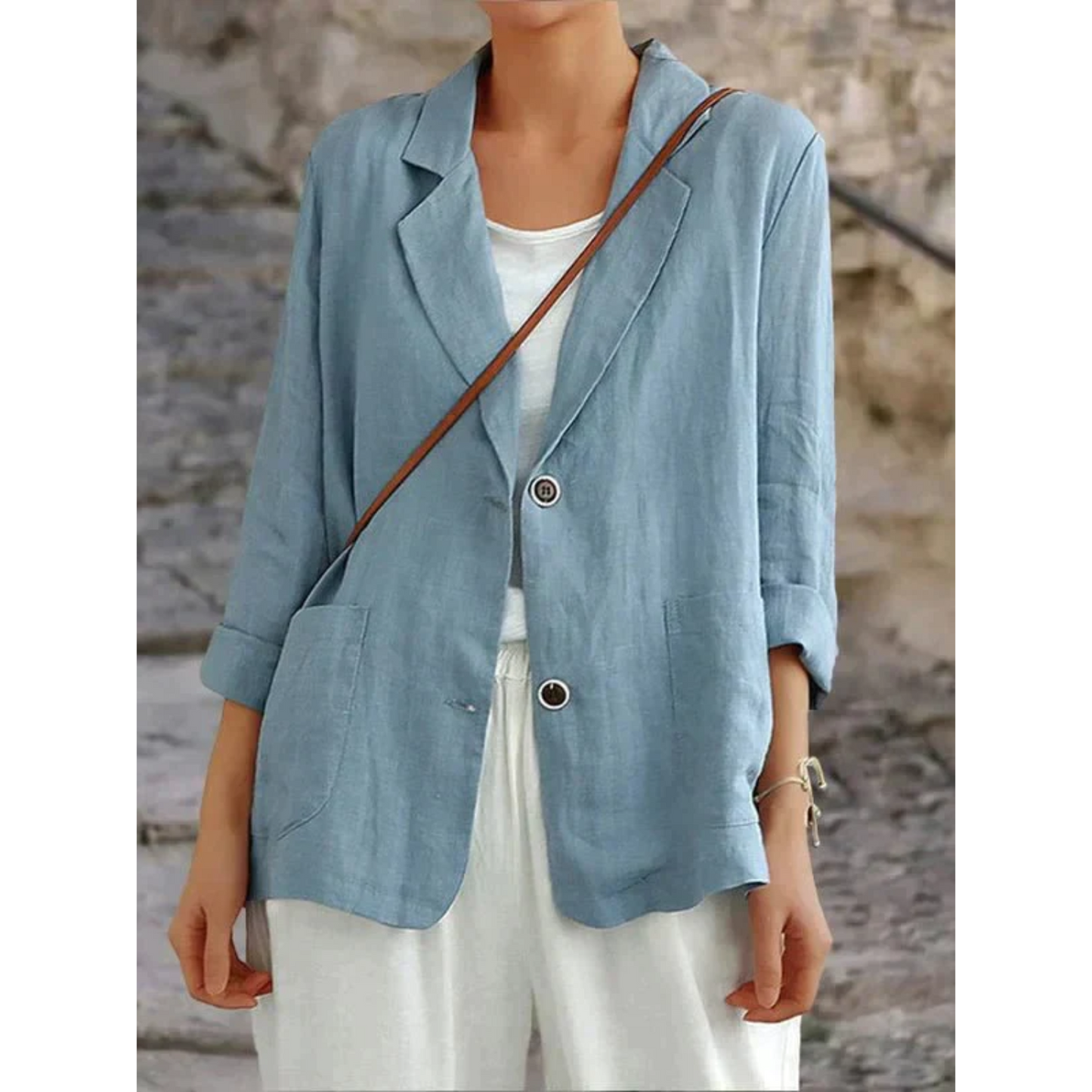 Esmée | Damenblazer aus Leinen mit Stilvollen Knöpfen | Eleganter Look für Vielseitige Anlässe 1