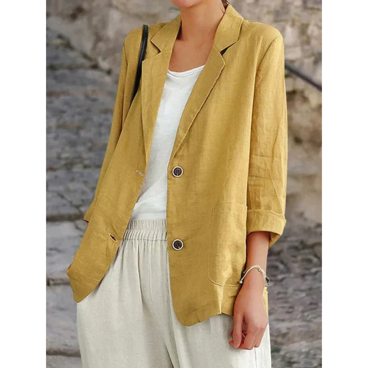 Esmée | Damenblazer aus Leinen mit Stilvollen Knöpfen | Eleganter Look für Vielseitige Anlässe 2