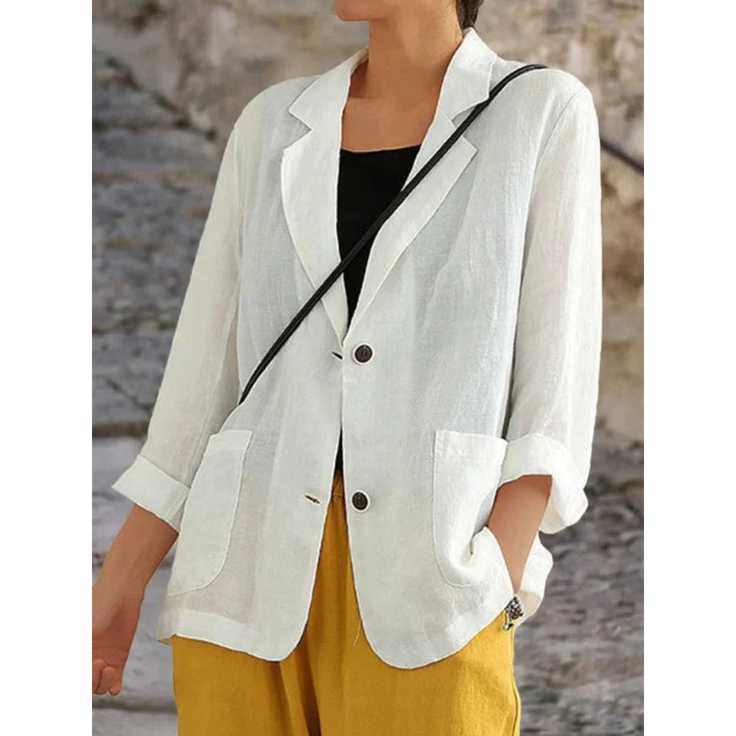 Esmée | Damenblazer aus Leinen mit Stilvollen Knöpfen | Eleganter Look für Vielseitige Anlässe 3