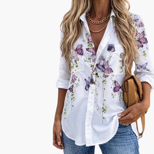 Fließendes Sommer-Top I Bluse für Damen mit Butterfly Print in Elegantem Stil