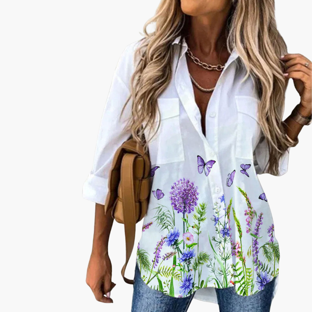 Fließendes Sommer-Top für Damen mit Butterfly Print in Elegantem Stil 1