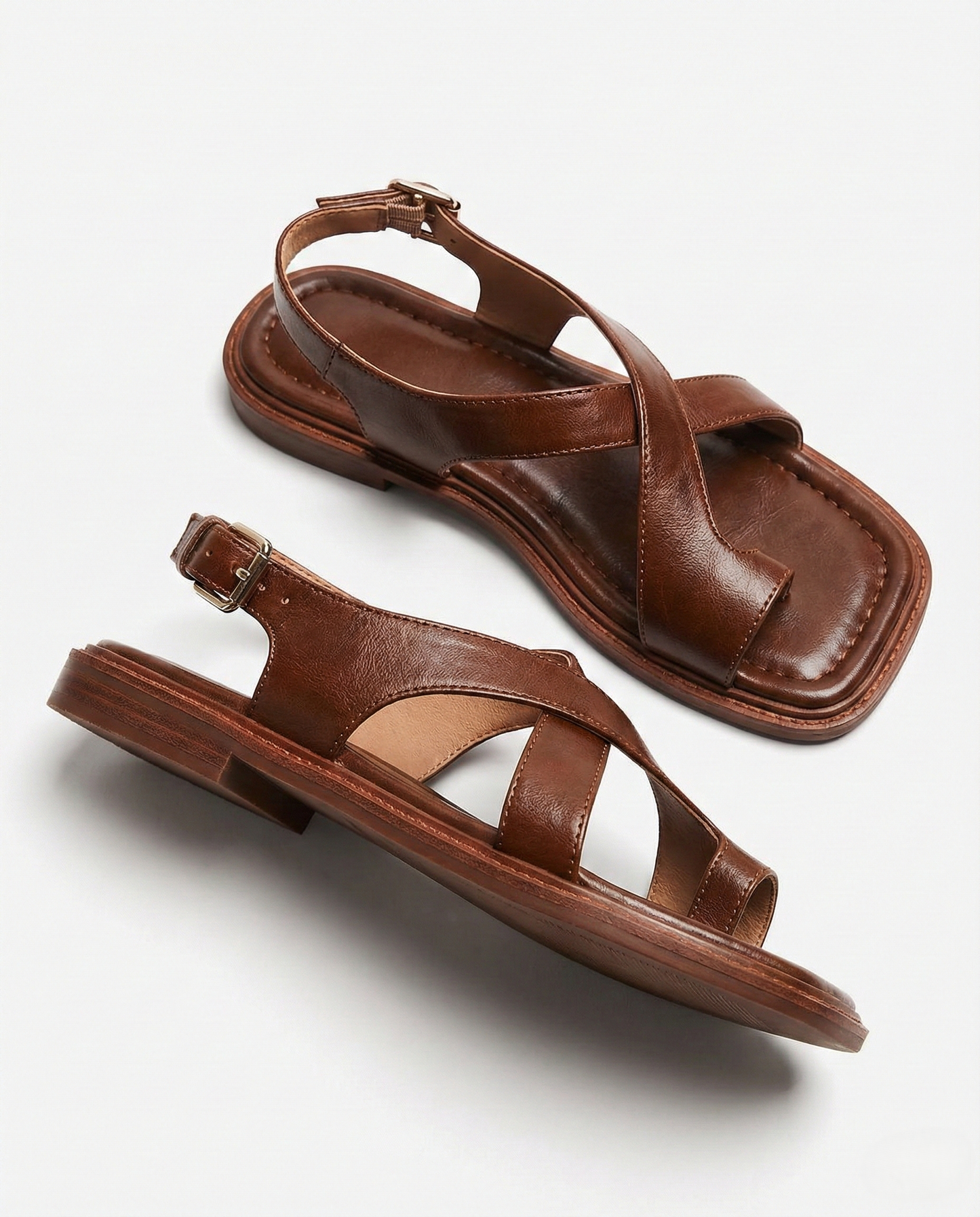 Ledersandalen Damen Verstellbar Freizeit Sommer Komfort