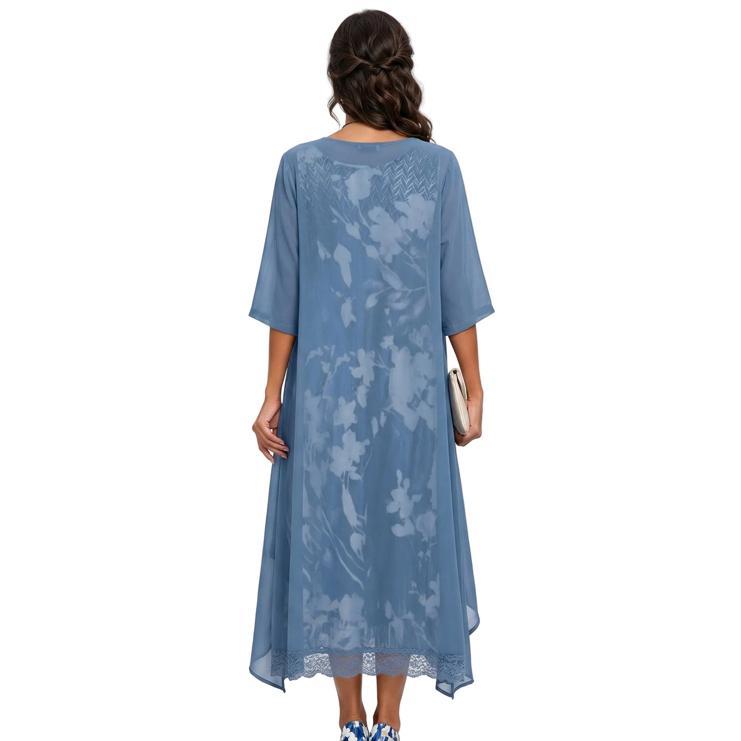 Damen Floral Maxikleid mit Cardigan Lässig Freizeit