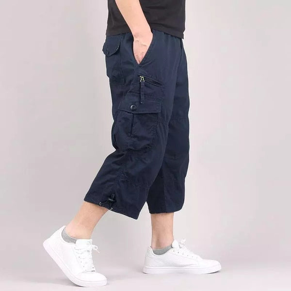Herren Cargo 3/4 Hose Relaxed Fit Freizeit mit vielen Taschen