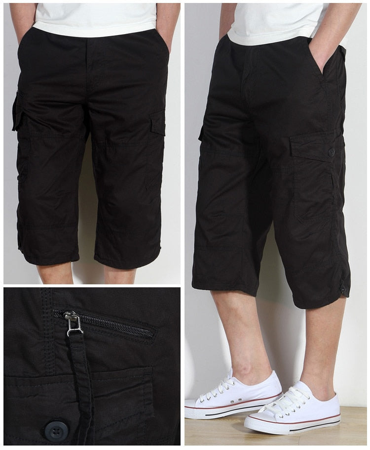 Herren Cargo 3/4 Hose Relaxed Fit Freizeit mit vielen Taschen