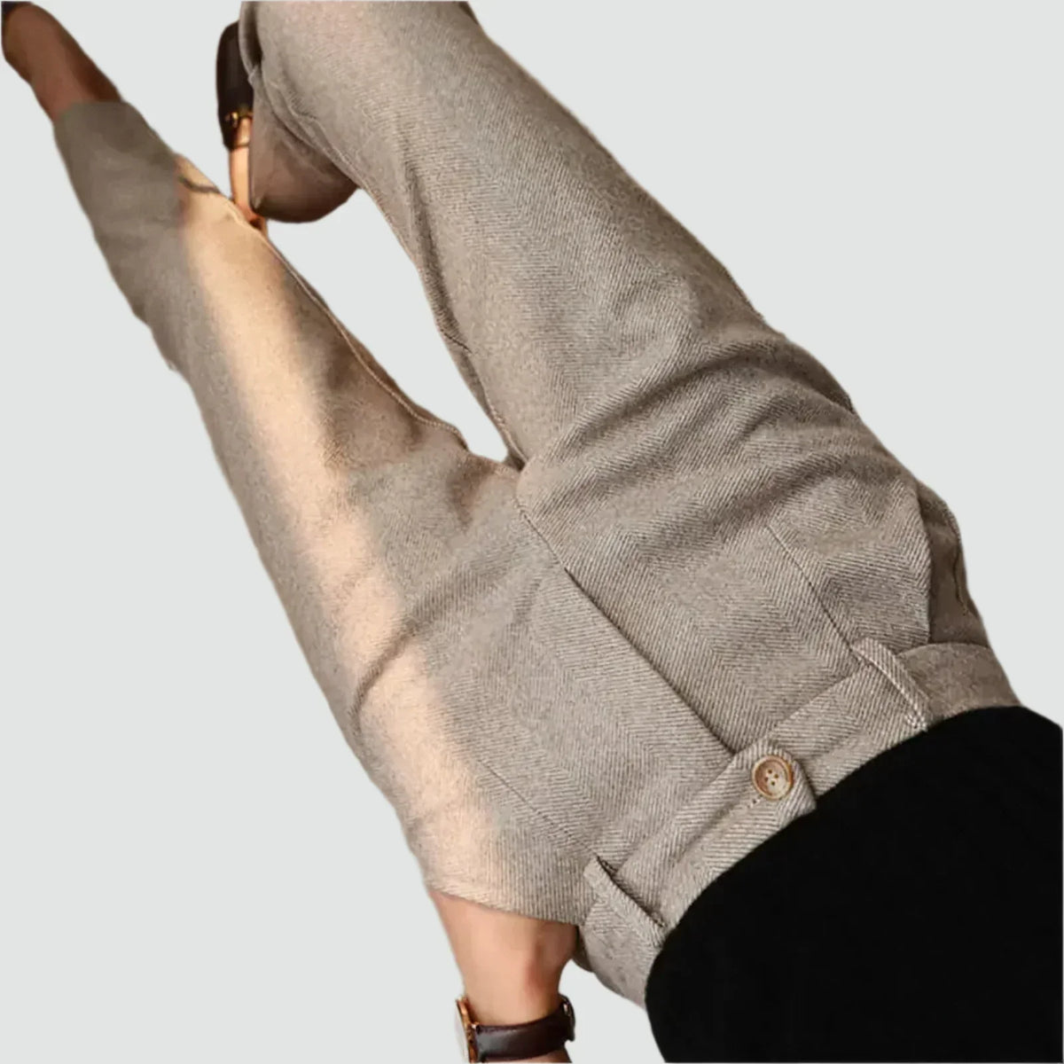 Hose Herren Slim Fit Elegant Fischgrätmuster
