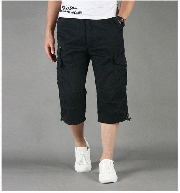 Herren Cargo 3/4 Hose Relaxed Fit Freizeit mit vielen Taschen