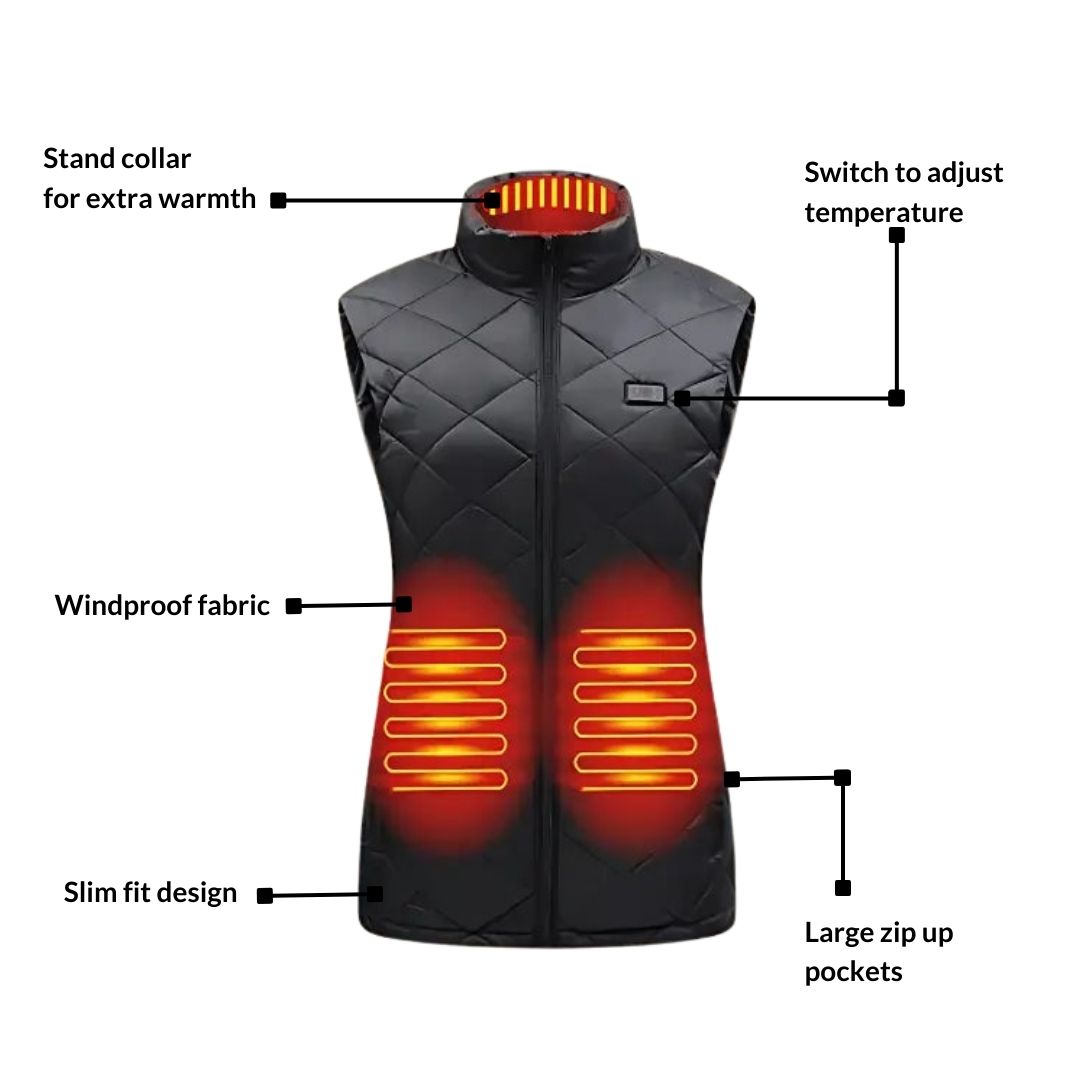 Beheizte Thermo Weste Damen Leicht 3 Heizstufen Outdoor