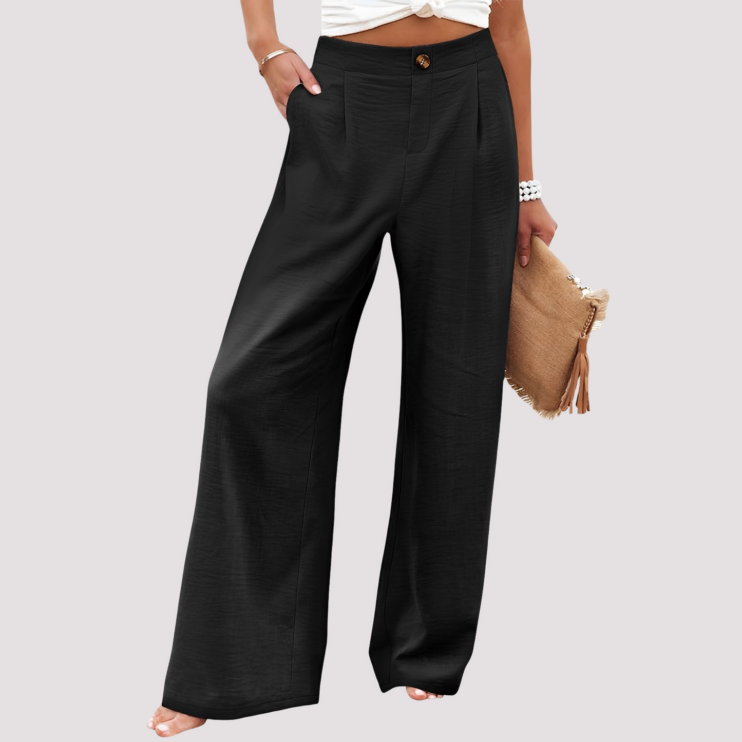 Damenhose Weites Bein High Waist Relaxed Fit Freizeit