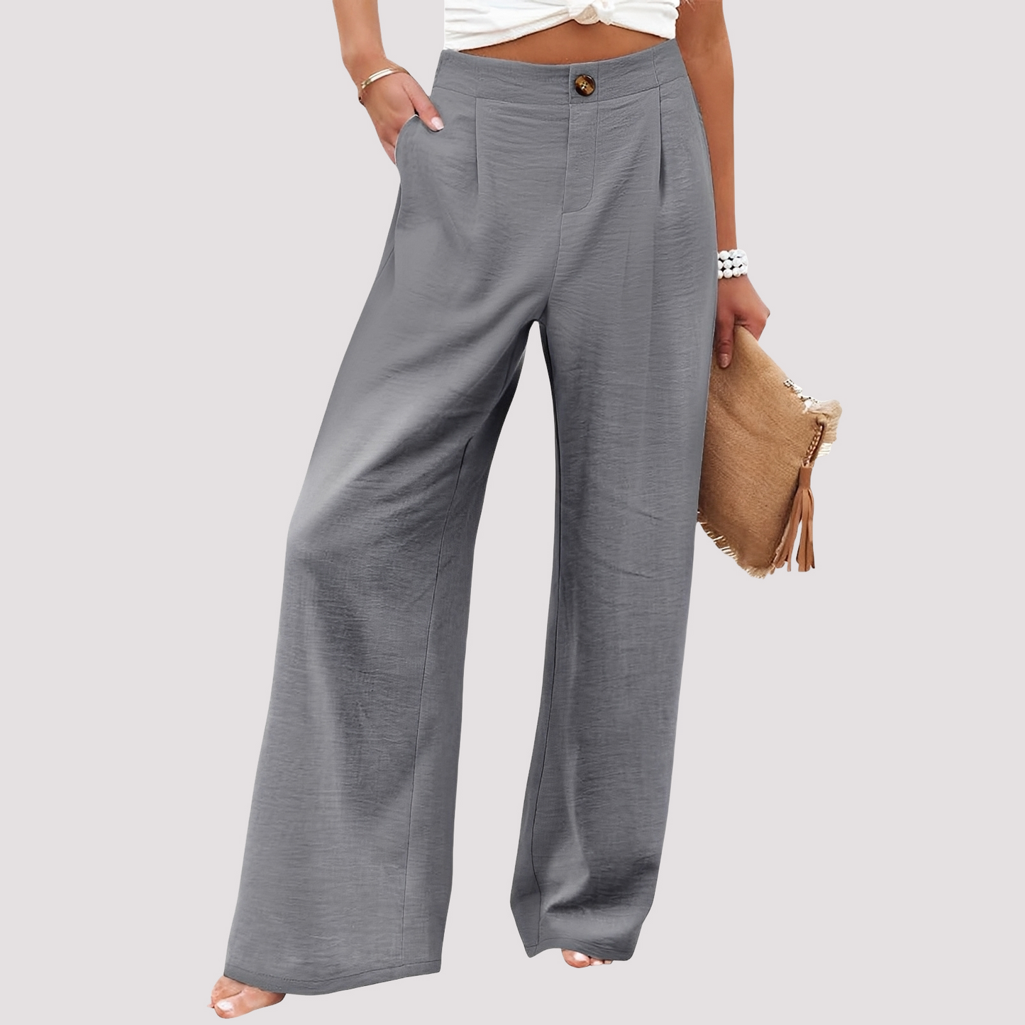Damenhose Weites Bein High Waist Relaxed Fit Freizeit
