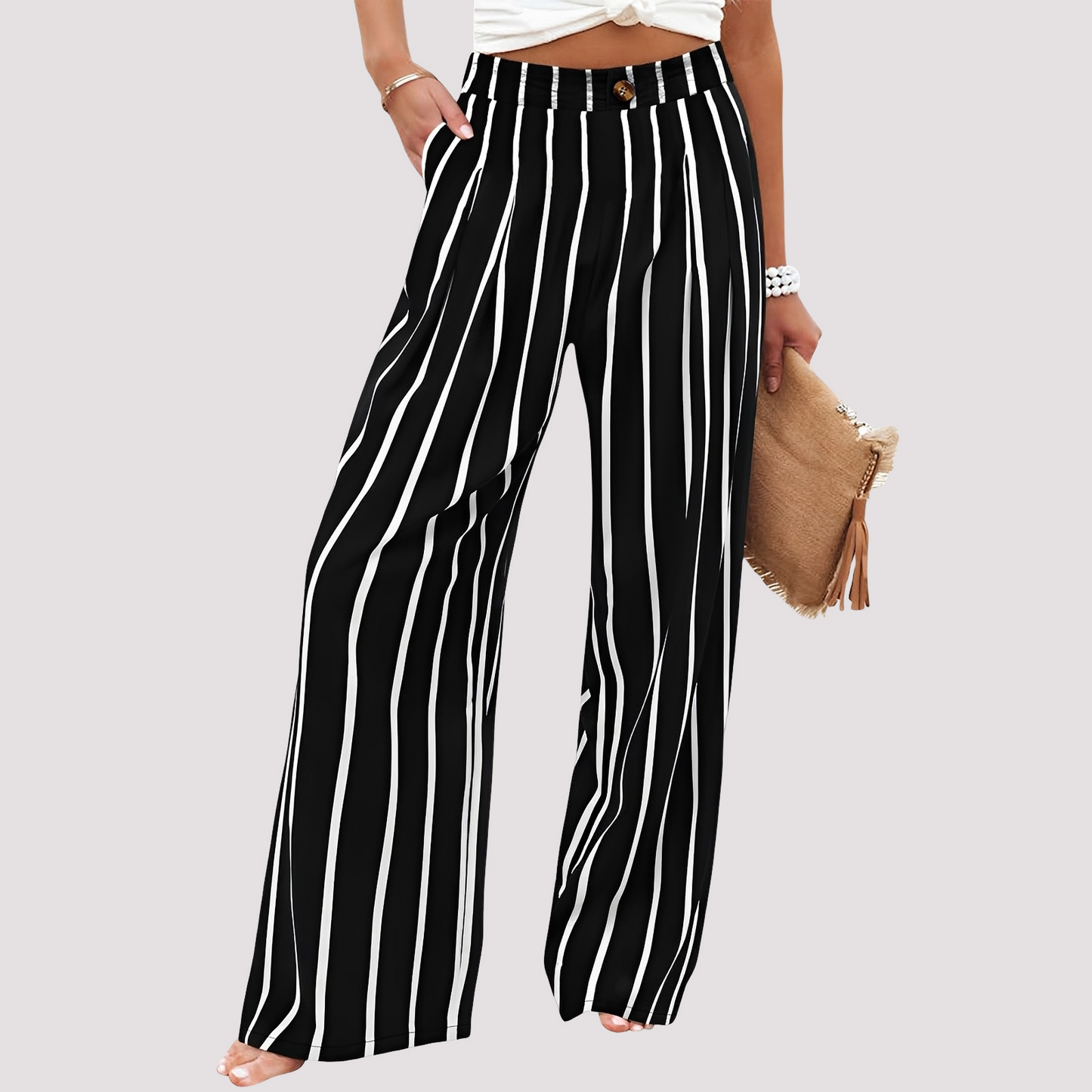 Damenhose Weites Bein High Waist Relaxed Fit Freizeit