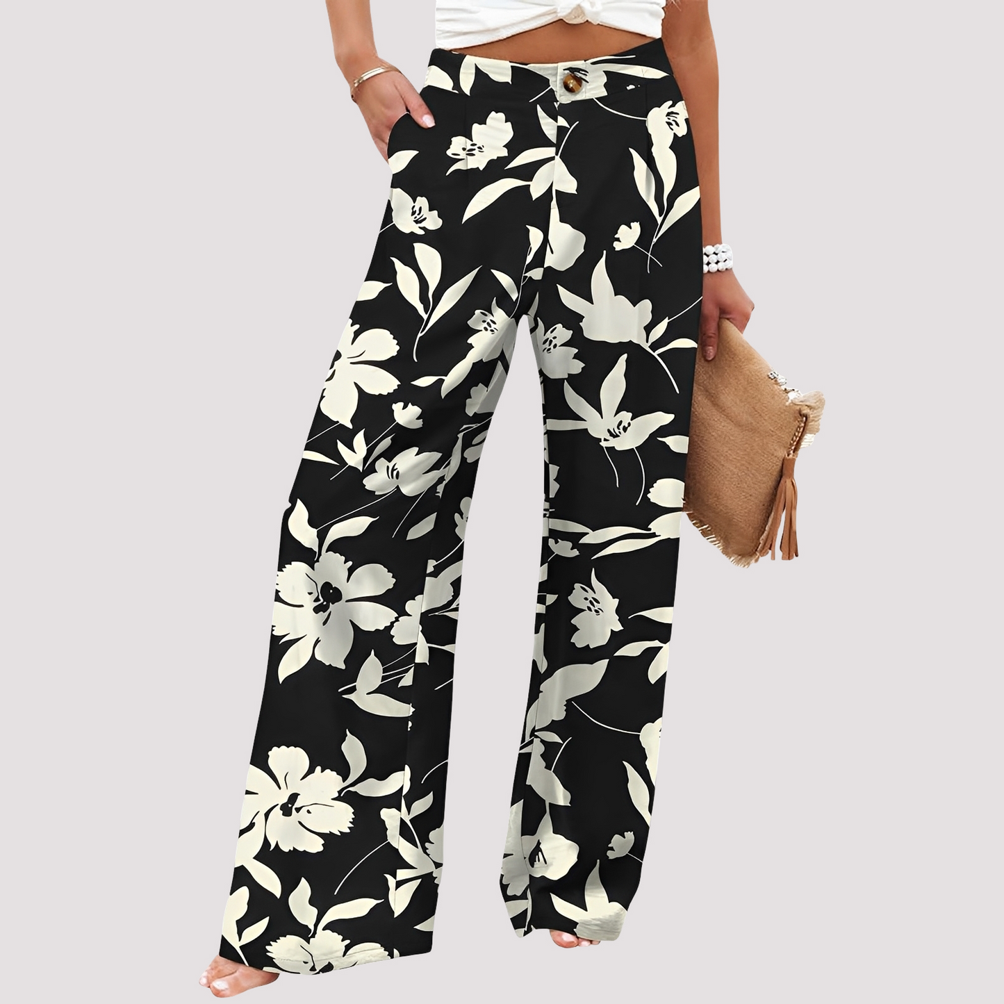 Damenhose Weites Bein High Waist Relaxed Fit Freizeit
