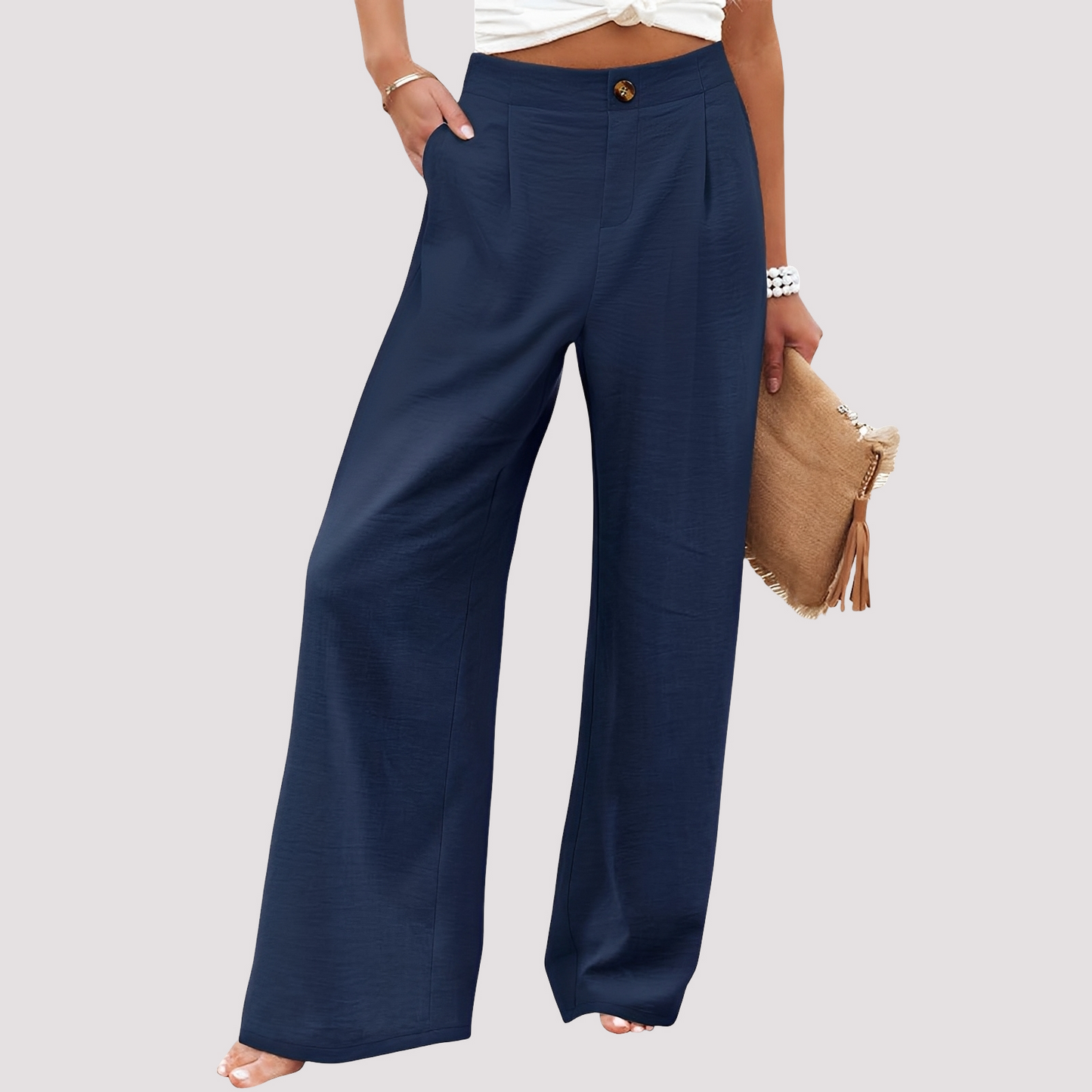 Damenhose Weites Bein High Waist Relaxed Fit Freizeit