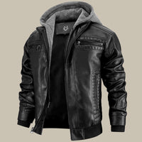 Blouson pour homme | Veste en cuir PU avec capuche et coupe réglable | Design élégant pour occasions variées