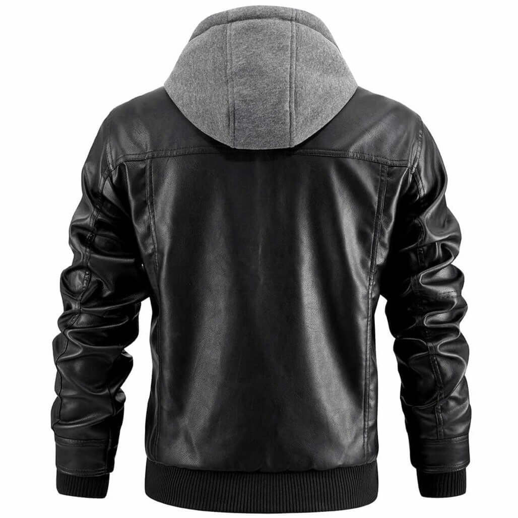 Herren Jacke | PU-Lederjacke mit Kapuze und Verstellbarem Schnitt | Stilvolles Design für Vielseitige Anlässe 2