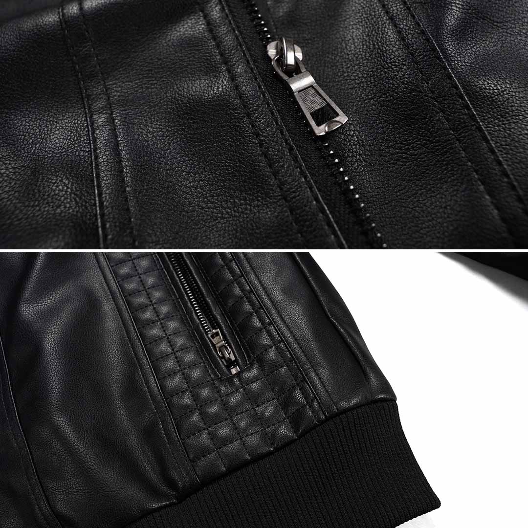Herren Jacke | PU-Lederjacke mit Kapuze und Verstellbarem Schnitt | Stilvolles Design für Vielseitige Anlässe 4