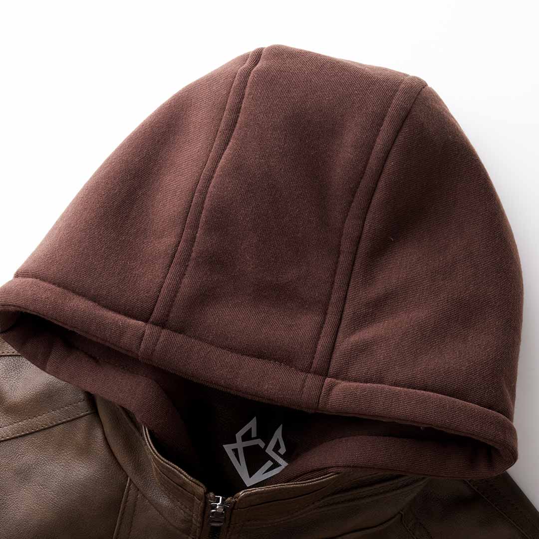 Herren Jacke | PU-Lederjacke mit Kapuze und Verstellbarem Schnitt | Stilvolles Design für Vielseitige Anlässe 5