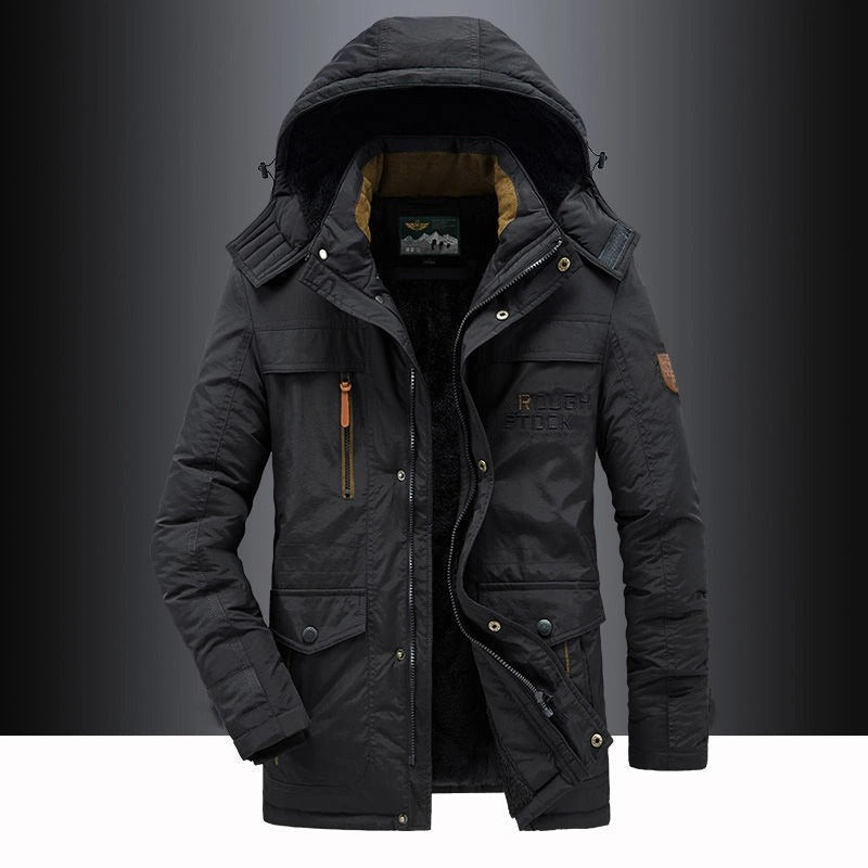 Herren Jacke | Winterjacke mit Fleecefutter und Kapuze | Bequeme Isolierung für Kühle Tage 0