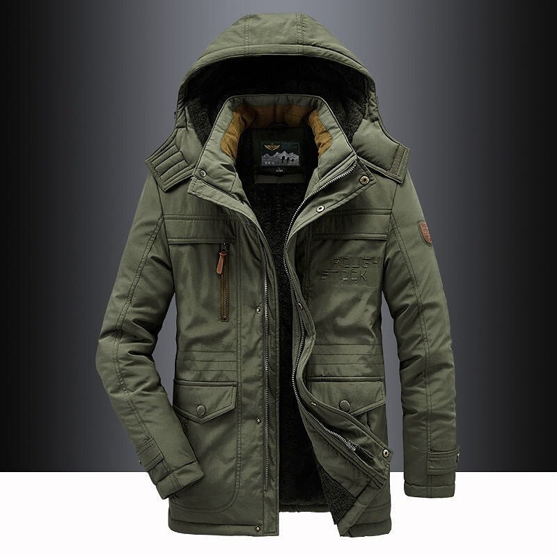 Herren Jacke | Winterjacke mit Fleecefutter und Kapuze | Bequeme Isolierung für Kühle Tage 3
