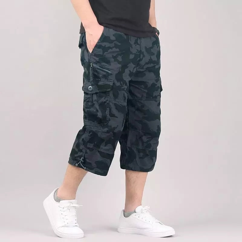 Herren Cargo 3/4 Hose Relaxed Fit Freizeit mit vielen Taschen
