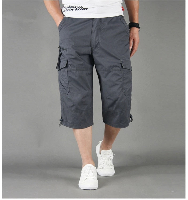 Herren Cargo 3/4 Hose Relaxed Fit Freizeit mit vielen Taschen