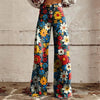 Hochtaillierte Damen Jeans mit Weitem Bein und Floralem Design