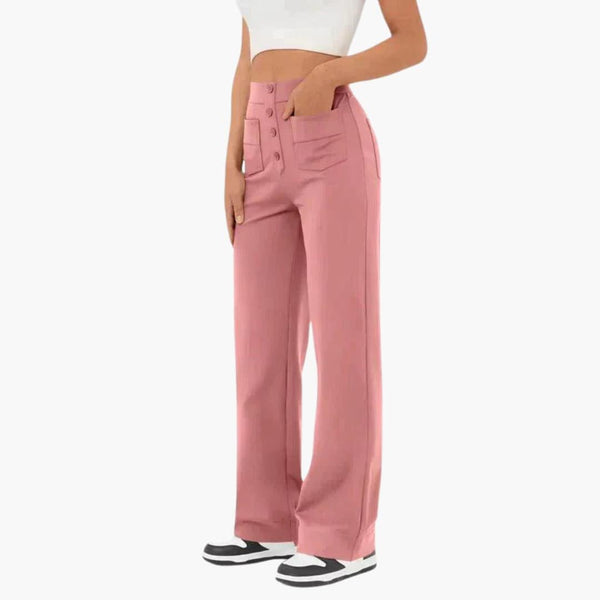 Hochtaillierte Palazzo-Hose für Damen mit Knopfleiste im eleganten Stil