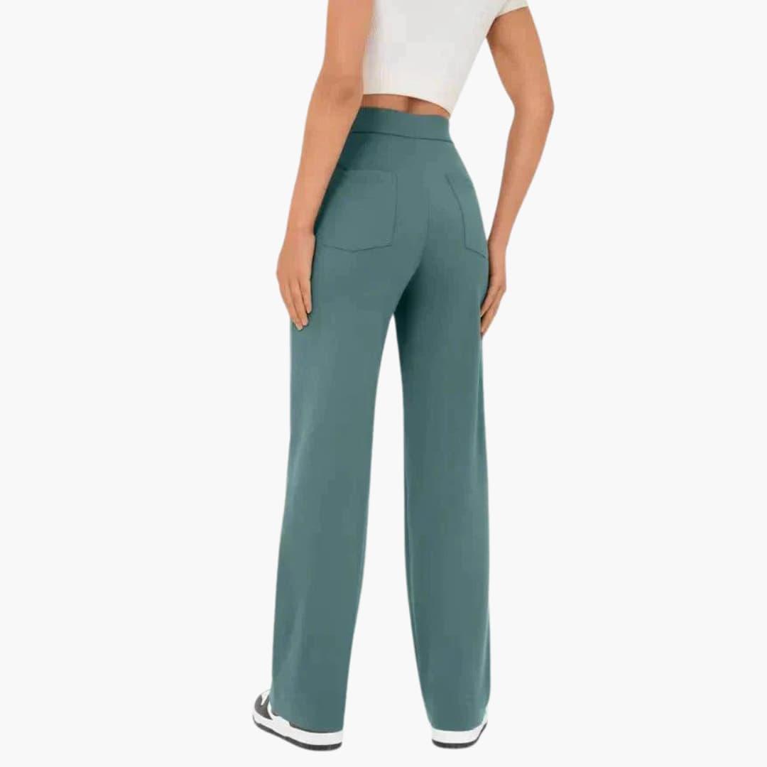 Hochtaillierte Palazzo-Hose für Damen mit Knopfleiste im eleganten Stil 5