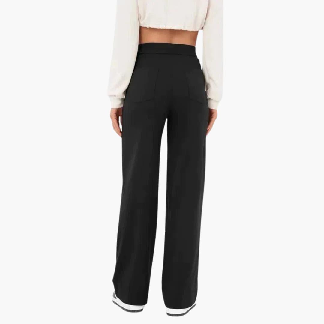 Hochtaillierte Palazzo-Hose für Damen mit Knopfleiste im eleganten Stil 8