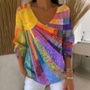 Damen Langarmshirt mit V-Ausschnitt und Muster