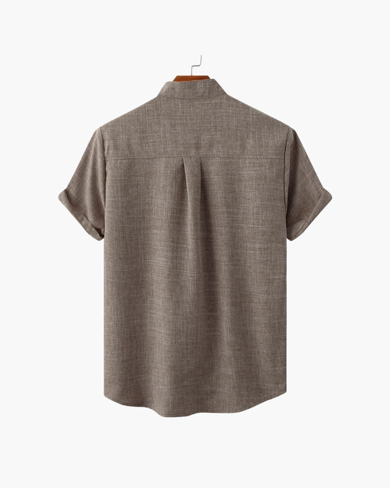 Hemd Kurzarm Herren Relaxed Fit Sommer Casual Mandarin-Kragen