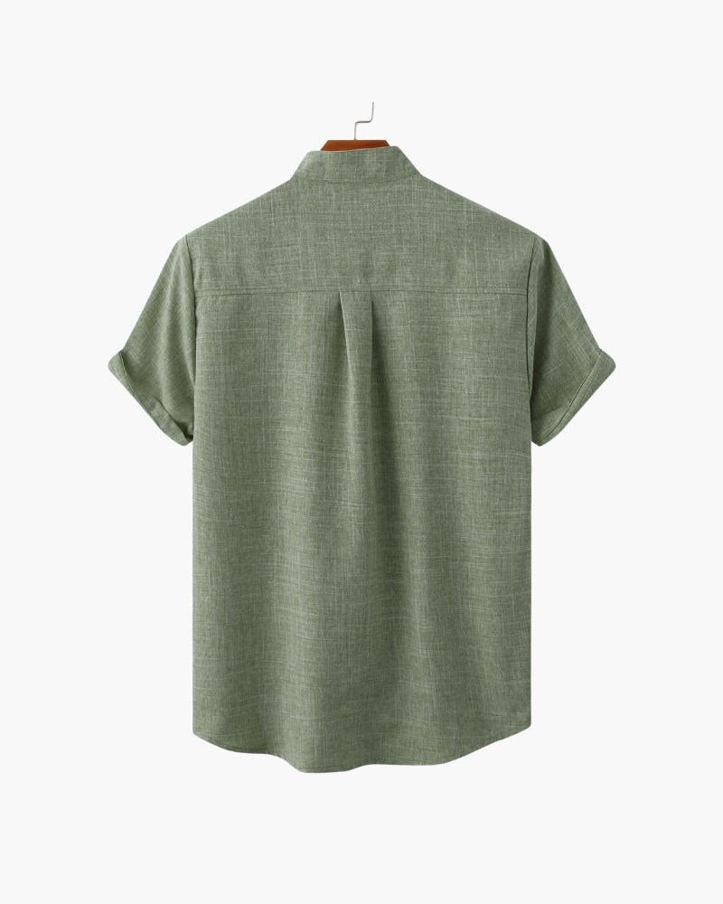 Hemd Kurzarm Herren Relaxed Fit Sommer Casual Mandarin-Kragen