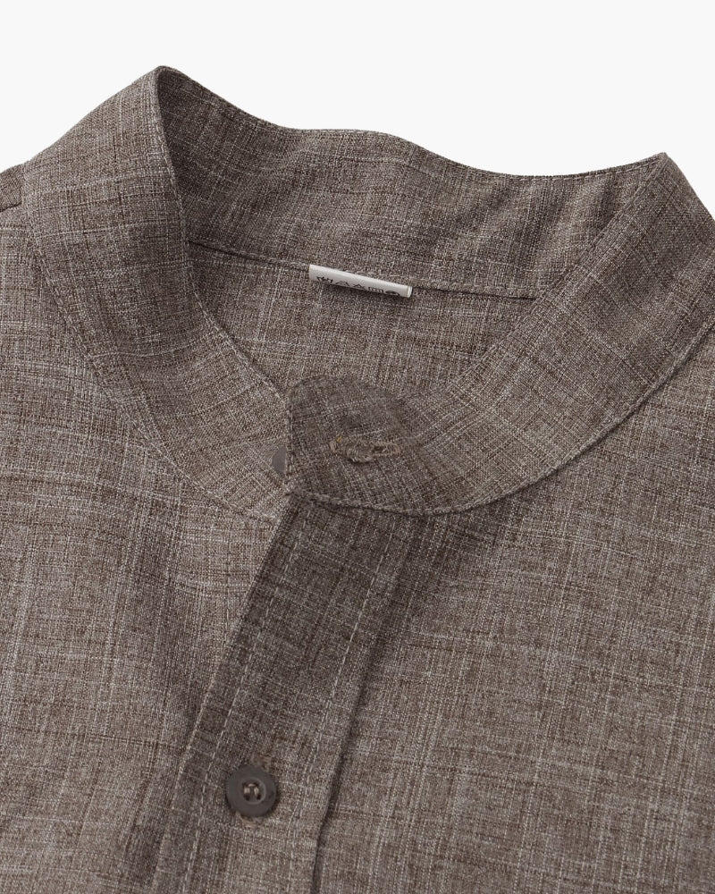 Hemd Kurzarm Herren Relaxed Fit Sommer Casual Mandarin-Kragen