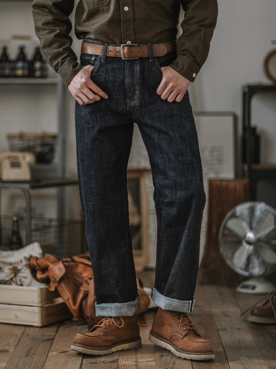 Indigo Selvedge Denim Jeans für Herren mit Hochwertiger Verarbeitung | Zeitloser Stil für Langlebigkeit 0