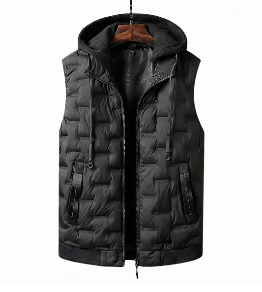 Herren Weste Regular Fit Freizeit Thermo mit Kapuze