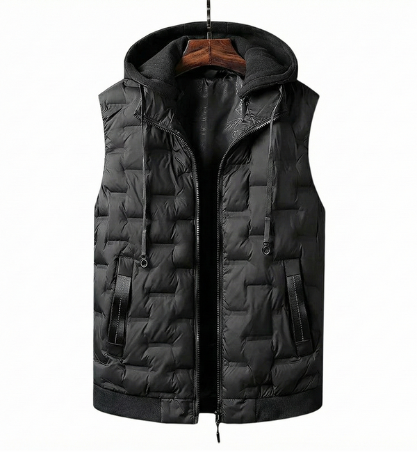 Herren Weste Regular Fit Freizeit Thermo mit Kapuze
